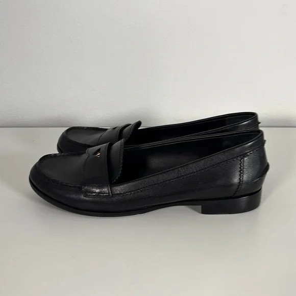 Tory Burch Black Leather Perry Penny Loafer Low Heel Flats 10